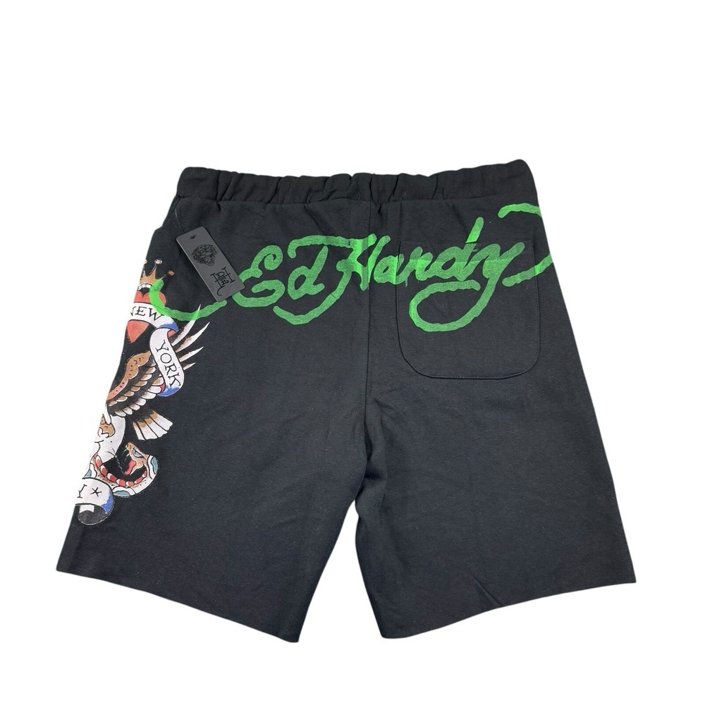 Ed Hardy Mens Black Graphic Skull Sweatshorts EHM8000-8 Large NWT